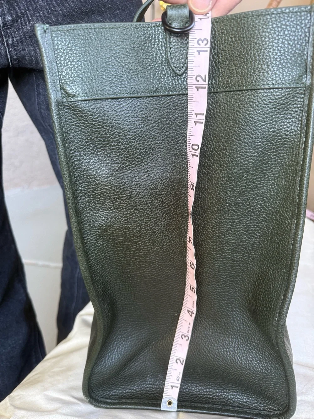 Quince Leather Tote Bag - Forest/olive Green